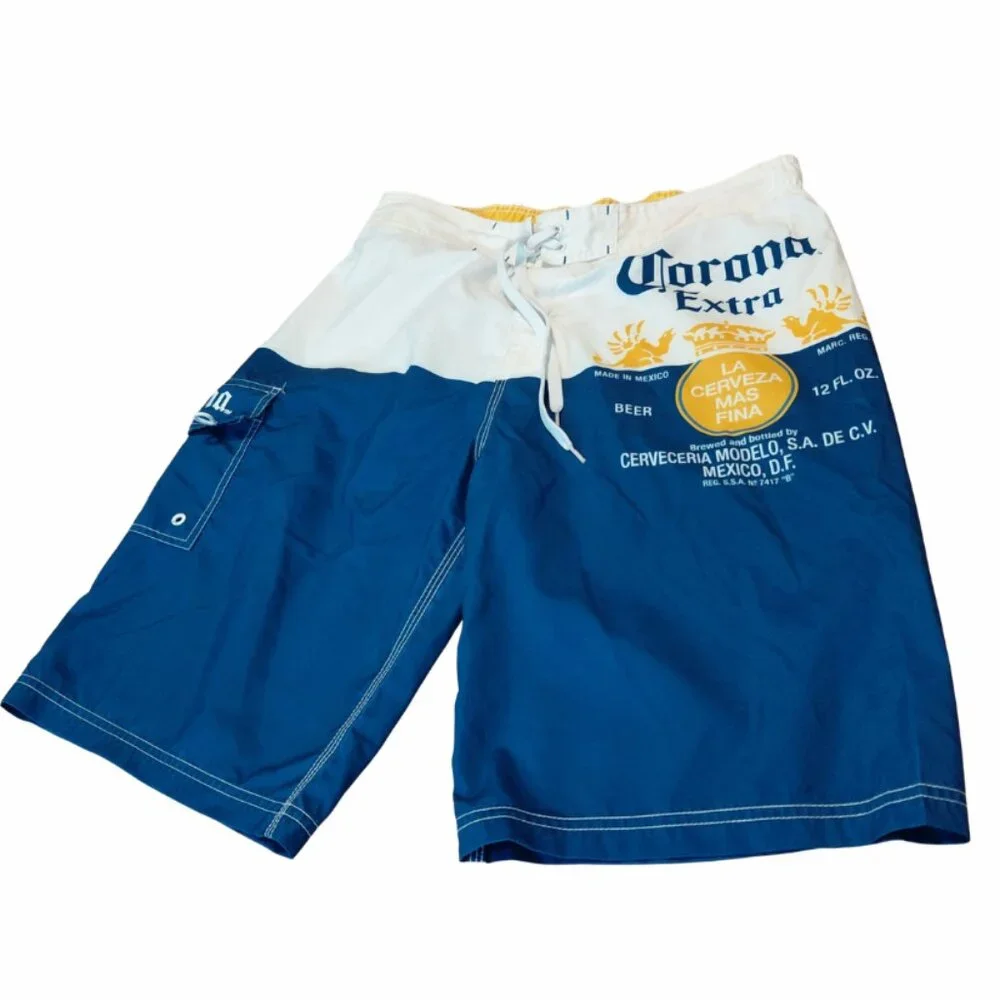 Y2K Corona Extra Men's Swim Trunks Board Shorts Large - Picture 2 of 12